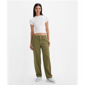 Levi's '94 Baggy Women's Pants 26 Olive Green Straight Leg Utility Relaxed Fit